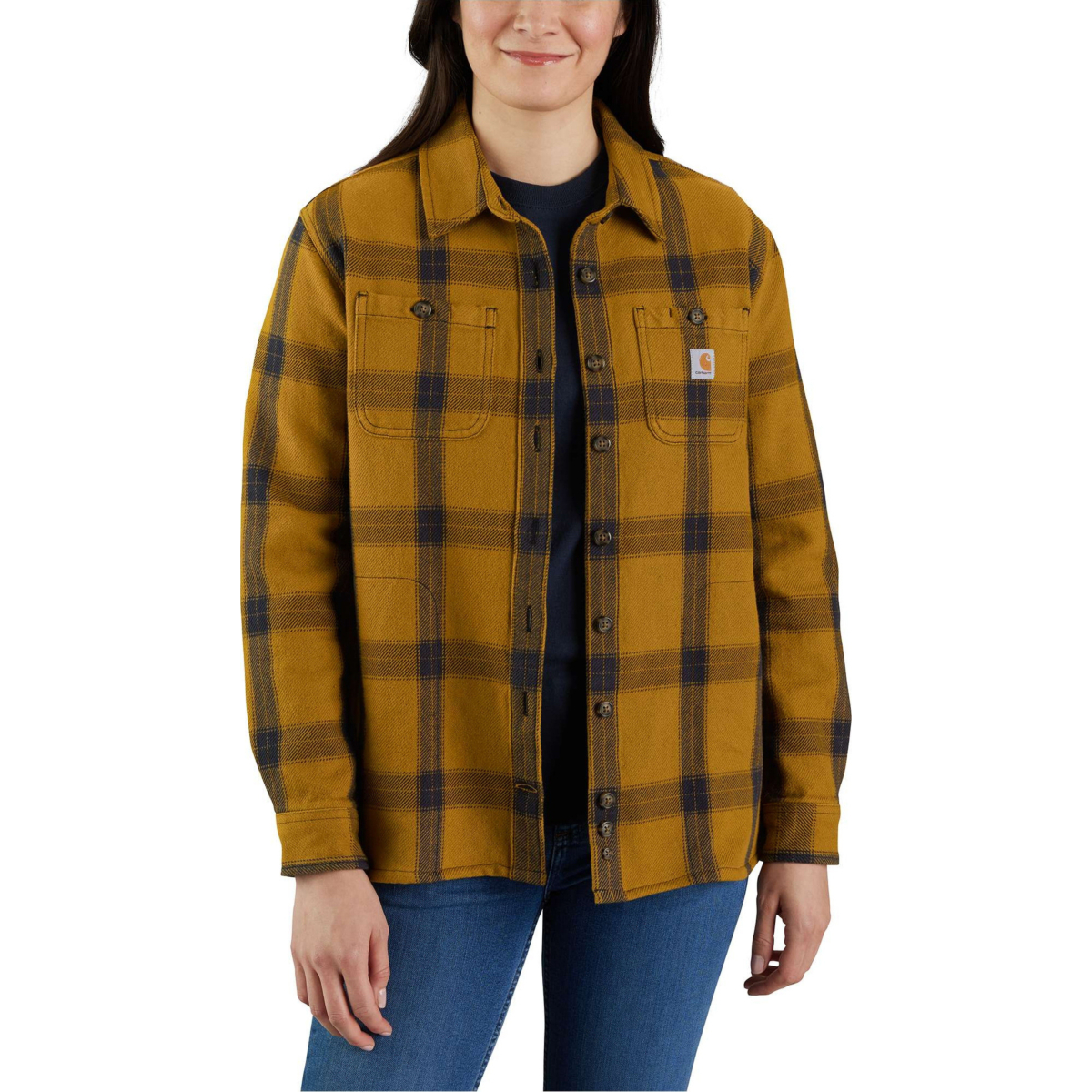 Loose Fit Heavyweight Twill Long-Sleeve Plaid Shirt