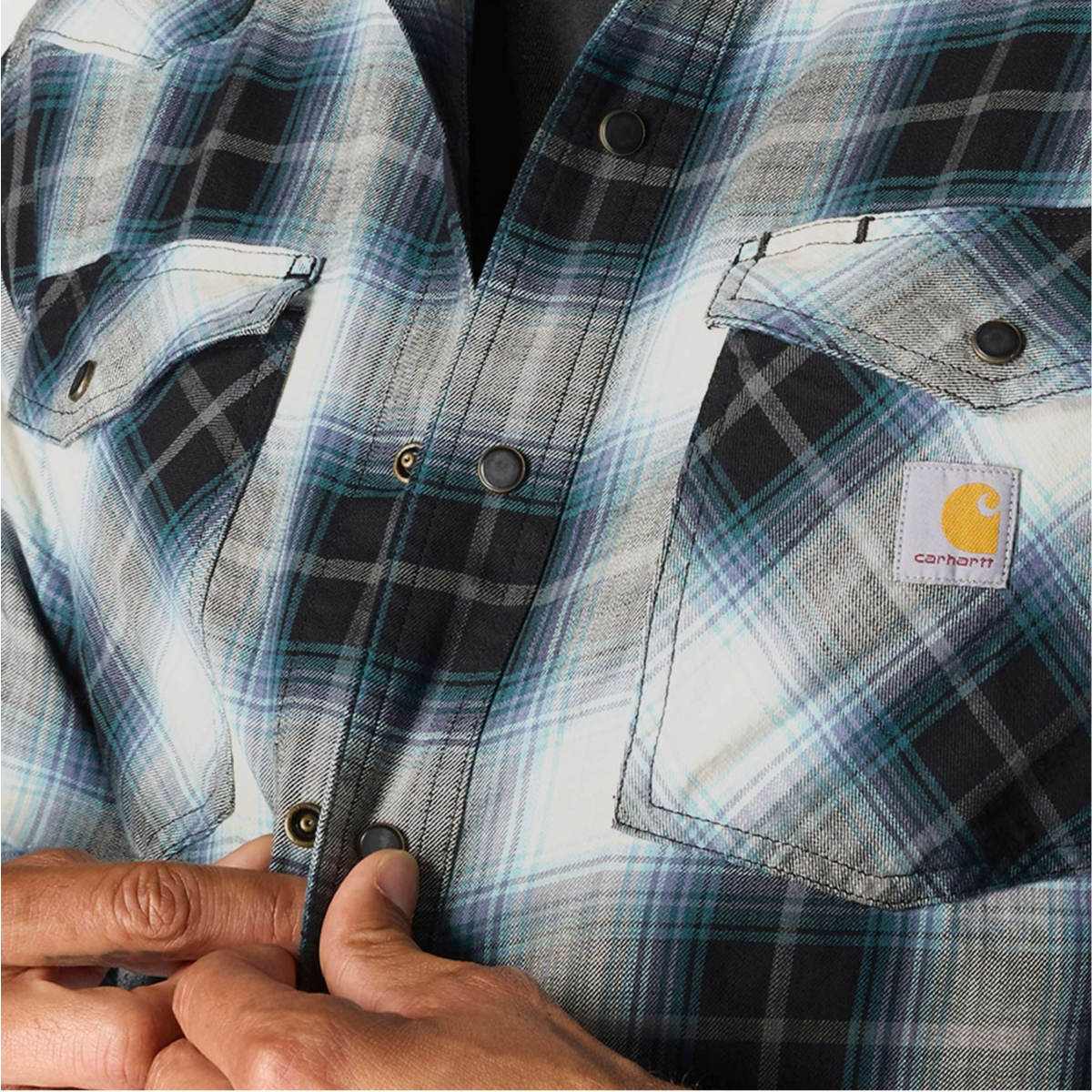 Montana Rugged Flex™ Relaxed Fit Lightweight Long-Sleeve Press-Stud Front Check Shirt