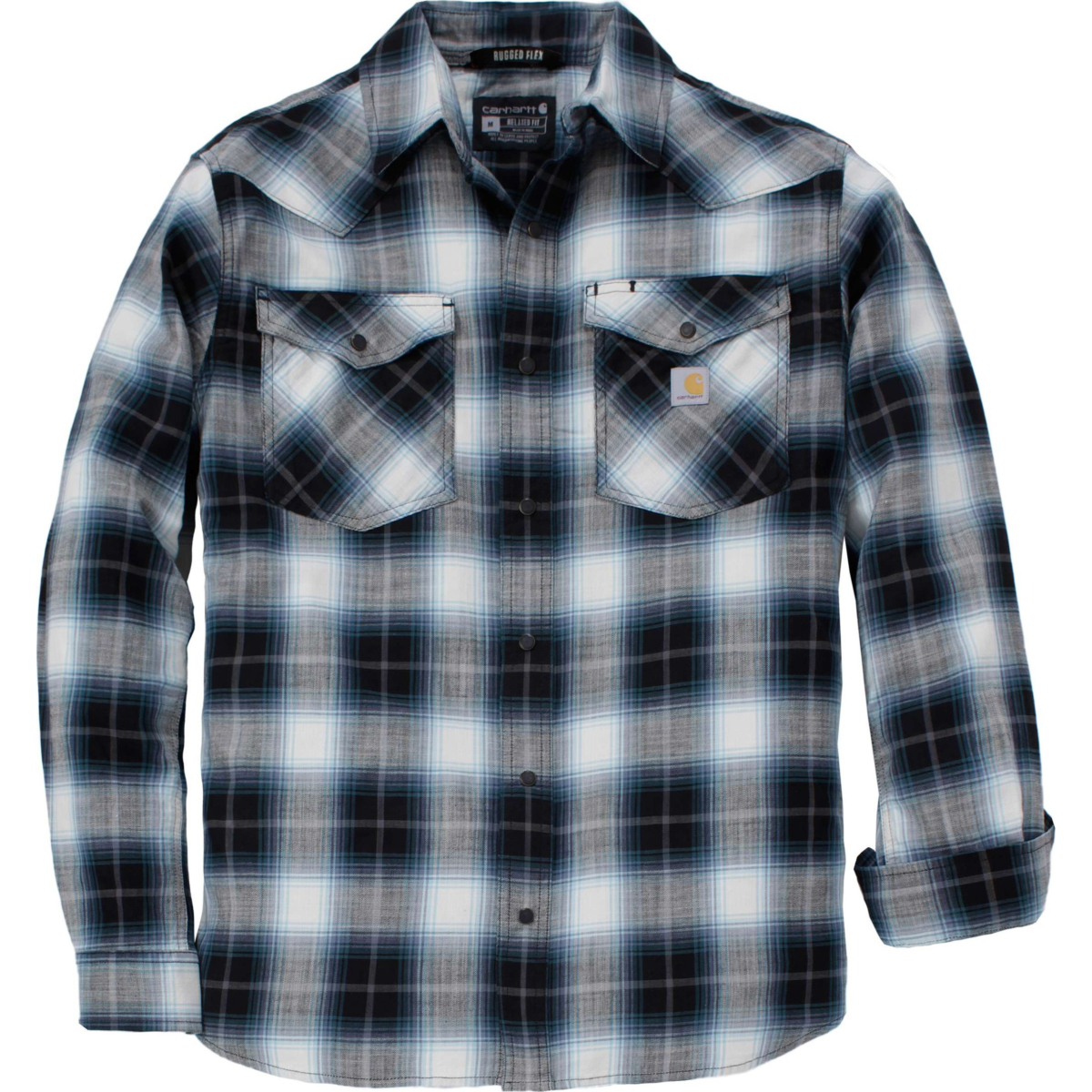 Montana Rugged Flex™ Relaxed Fit Lightweight Long-Sleeve Press-Stud Front Check Shirt