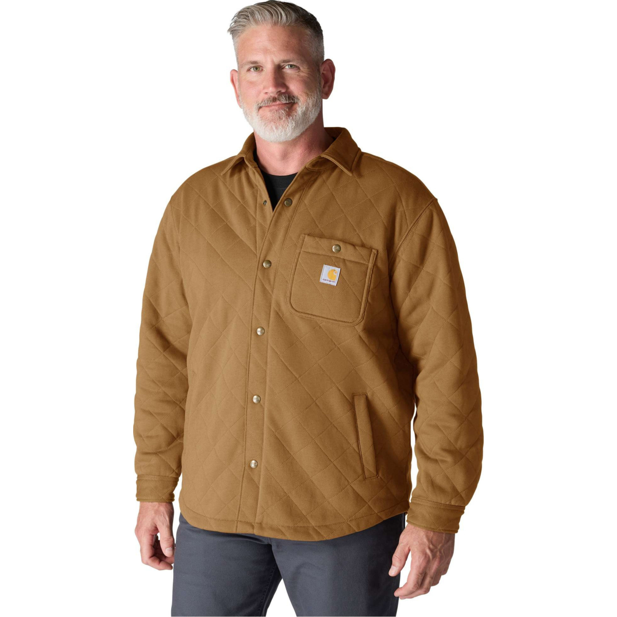Rain Defender™ Loose Fit Heavyweight Quilted Press-Stud Front Shirt Jac