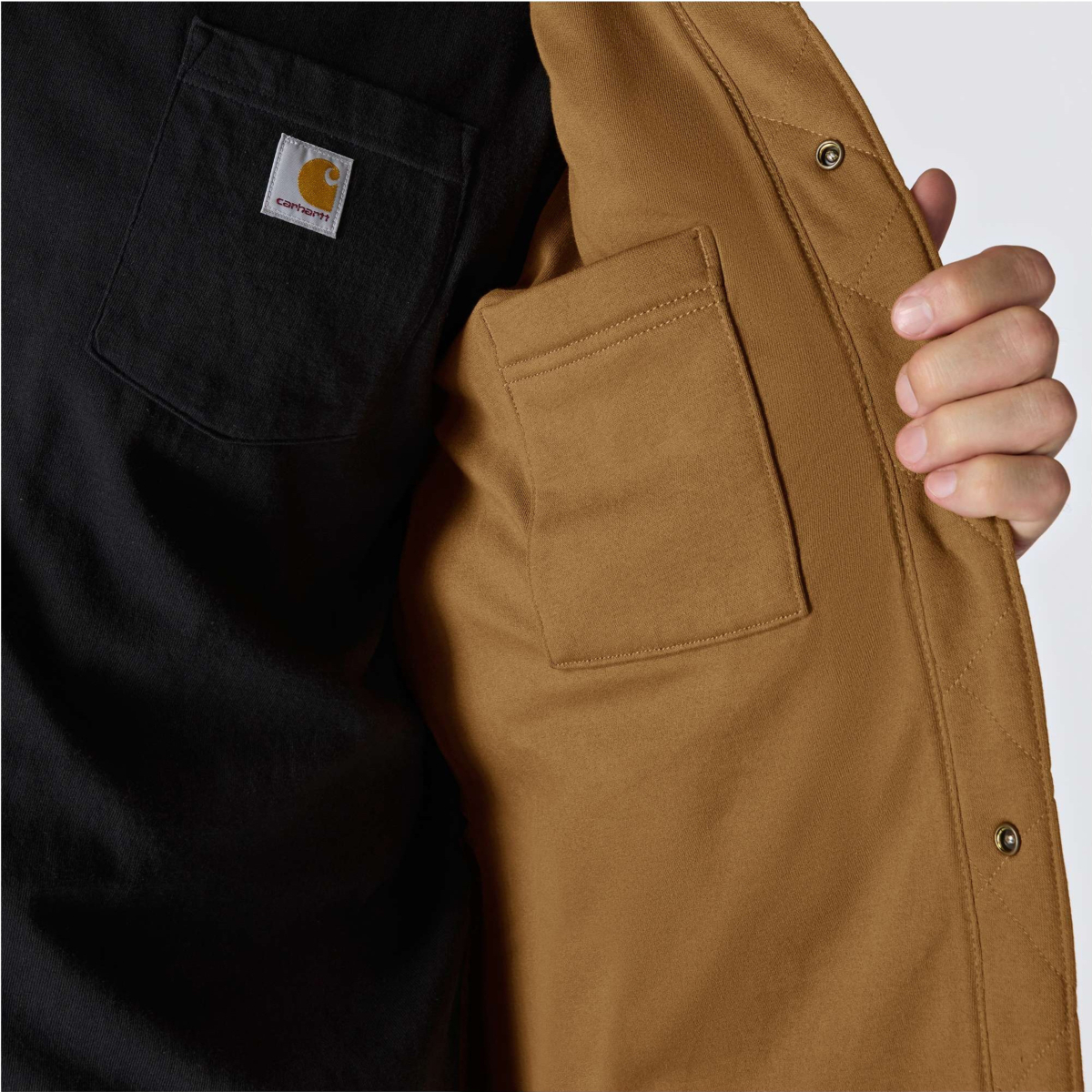 Rain Defender™ Loose Fit Heavyweight Quilted Press-Stud Front Shirt Jac
