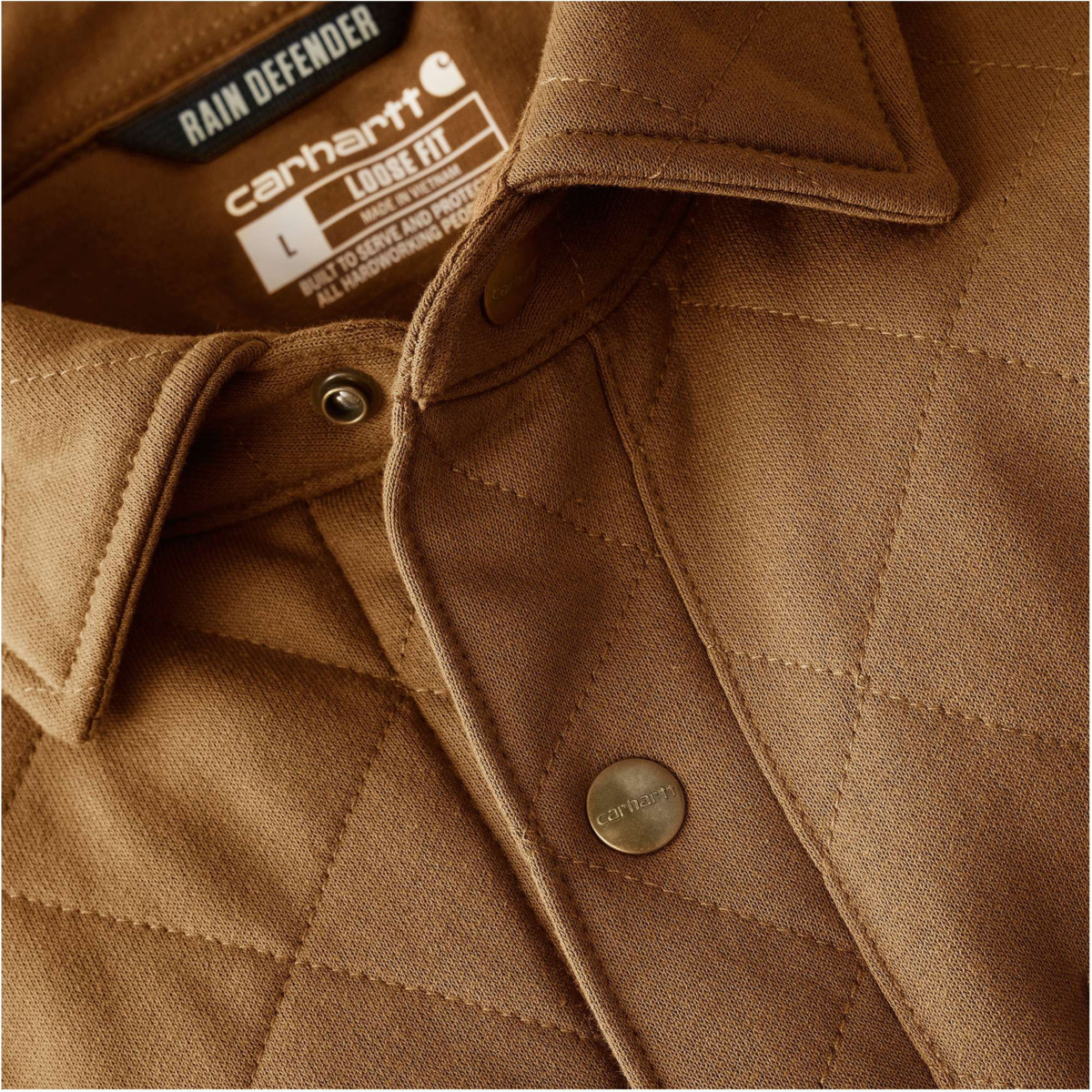Rain Defender™ Loose Fit Heavyweight Quilted Press-Stud Front Shirt Jac
