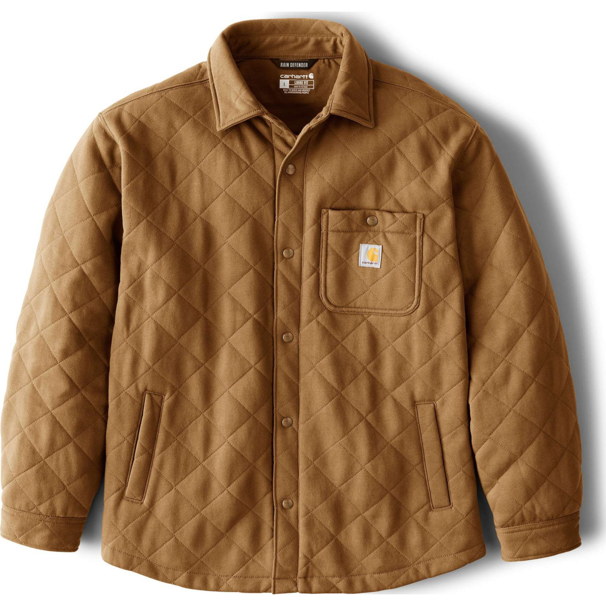 Rain Defender™ Loose Fit Heavyweight Quilted Press-Stud Front Shirt Jac