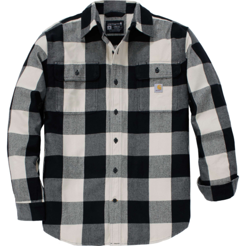 Loose Fit Heavyweight Flannel Long-Sleeve Plaid Shirt